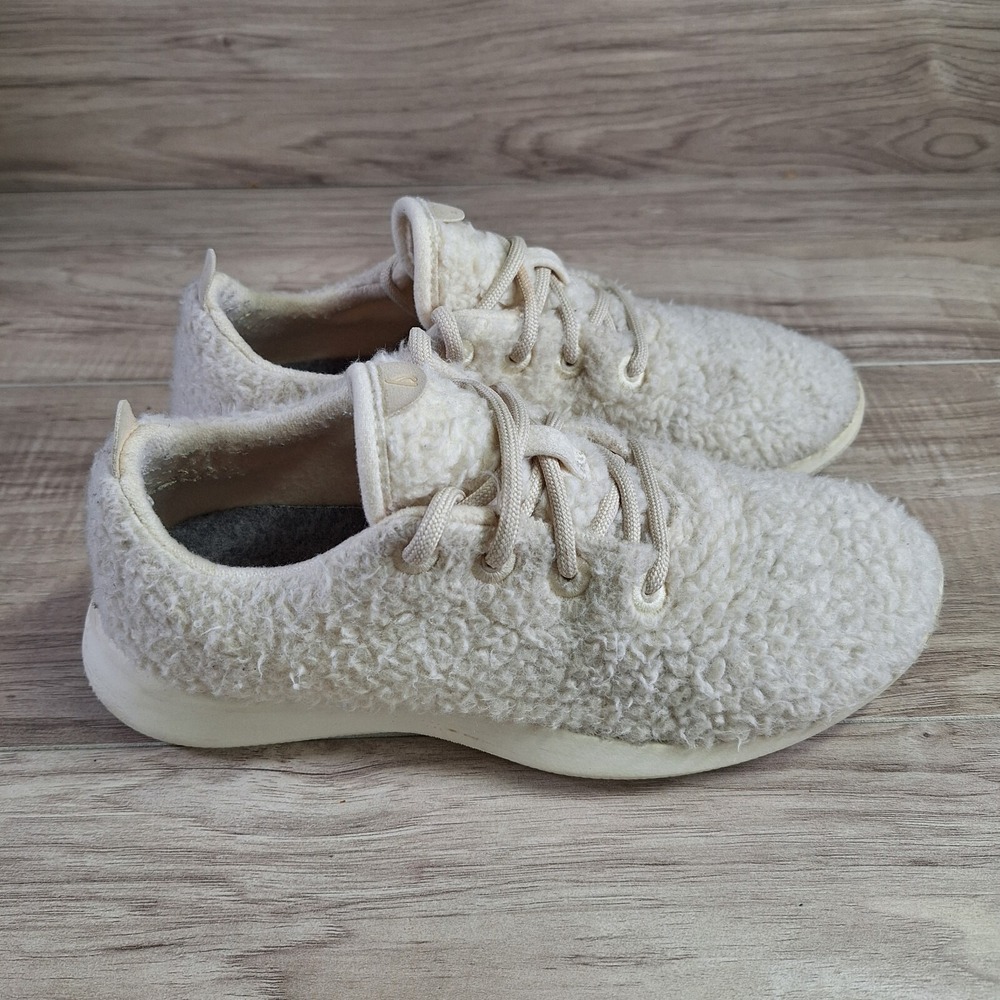Allbirds Wool Runners Fluffs Shoes White Athletic Lace Up Sneakers Women's Sz 9